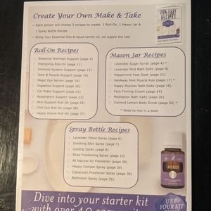 Essential Oil Recipe books & worksheets by Life Science for Young Living EOs